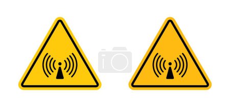 Nicht ionisierende Strahlung Gefahrenzeichen. Warnsymbol für Röntgenstrahlentherapie. Infrarotstrahlung Zone Vorsicht Symbol. Kein ionisierendes Wellendreieck gelb und schwarz.