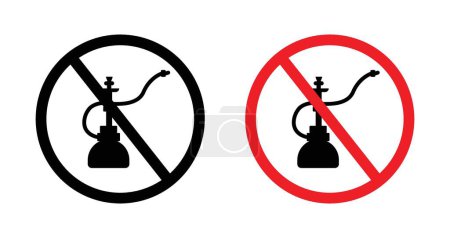 Kein Wasserpfeifen-Zeichen. Schluss mit dem Rauchen von Drogen Hooka-Vektor-Symbol. Shisha-Shisha verbotene Ikone.