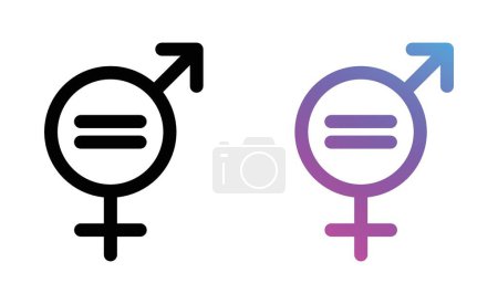 Gender equality icon set. Balance among genders with gender equality and balance vector symbol in a black filled and outlined style. Equal rights promotion with equality and symbol logo sign.