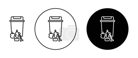 Food Waste Icon Set. Food waste trash vector symbol in a black filled and outlined style. Leftover Reduce Sign.