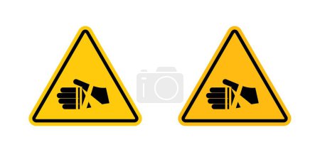 Chemical burns hazard sign icon set. Caution against substances causing chemical burns vector symbol in a black filled and outlined style. Safety measures for corrosive materials sign.