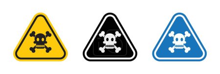 Ensemble d'icônes de signe toxique. Danger Mise en garde Poison Symbole vectoriel de substances chimiques dans un style noir rempli et souligné. Avertissement pour poison et produits chimiques dangereux signe.