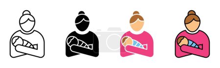 Ensemble d'icônes de soins postnatals. mère garde enfant vectpor symbole. maman et accouchement signe de supervision des soins de santé. symbole de garde d'enfants.