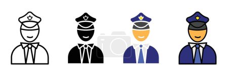 Illustration for Police icon set. security guard vector symbol. Policeman officer pictogram. - Royalty Free Image