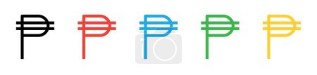 Ilustración de Conjunto de iconos de moneda filipina. Peso cambio de dinero símbolo de vector de negocio en un negro lleno y delineado estilo. Signo de cambio económico. - Imagen libre de derechos