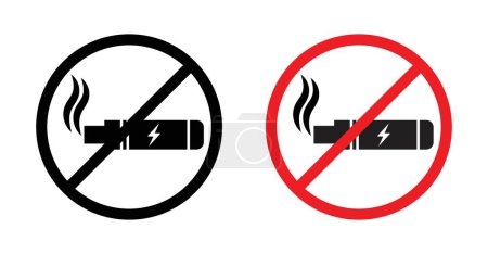 No Smoking Inclusive Electronic Cigarettes Sign Icon Set. Das Vektor-Symbol für das Verbot von Zigarettenrauch in einem schwarz gefüllten und umrissenen Stil. Zeichen für eine rauchfreie Zone.