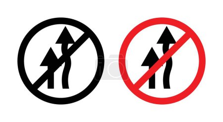 Überholen Sie das Verkehrszeichensymbol nicht. Verbotenes Vektorsymbol des Autoverkehrs in schwarz ausgefüllt und umrissen. Verbotsschild überfahren.