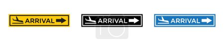 Illustration for Airport Arrival Sign Icon Set. International plane travel vector symbol in a black filled and outlined style. Sky Plane Departure and transfer Sign. - Royalty Free Image