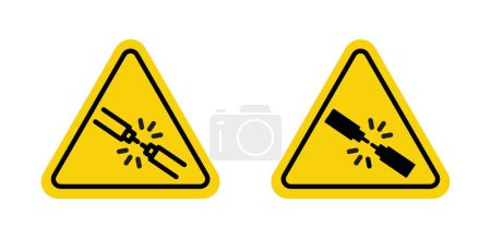 Short Circuit Icon Set. Electric faulty Short circuit hazard vector symbol in a black filled and outlined style. Electrical Danger Sign.