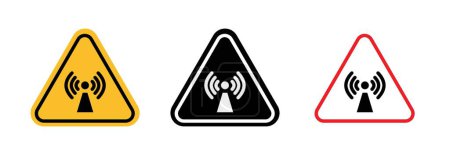 Non ionizing radiation hazard sign. xray radiotherapy warning vector symbol. infrared rays zone caution icon. No ionising wave triangle yellow and black sign.