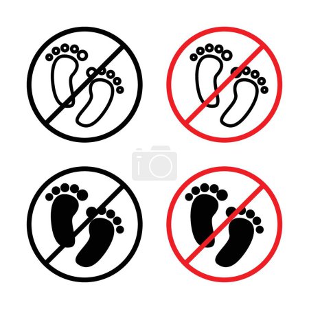 No foot print sign. Only barefoot allow vector symbol. Do not enter with dirty footwear. take off shoe sign. footprint restriction icon.