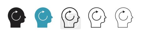 Memory Recall Icon Set. Recall flashback remembrance vector symbol in a black filled and outlined style. Mind Revisit Sign.