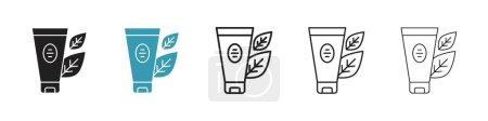 Juego de iconos de lavado facial. tubo cosmético vector símbolo. obtener, crema, o el icono de tubo de pasta de dientes. signo crema protector solar.