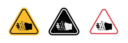 Illustration for Chemical burns hazard sign icon set. Caution against substances causing chemical burns vector symbol in a black filled and outlined style. Safety measures for corrosive materials sign. - Royalty Free Image