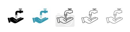 Ablution icon set. ramadan wudhu vector symbol. islamic festival wudu sign. tap water icon.