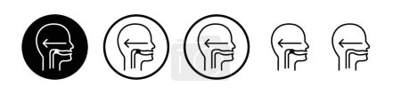 Schluckreflex Icon Set vorhanden. Orale Einnahme Dysphagie Vektor-Symbol in einem schwarz gefüllten und umrissenen Stil. Zeichen für die Verdauung der Speiseröhre im Rachenraum.