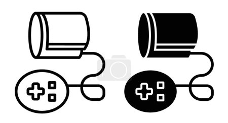 Blutdruckmessgerät Icon Set vorhanden. Bluthochdruck-Vektor-Symbol in einem schwarz gefüllten und umrissenen Stil. Gesundheitsmonitor.