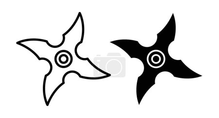 Shuriken icon set. ninja star vector symbol. stealth throwing star icon.