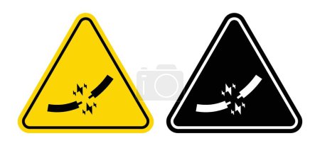 Kurzschlusssymbolset vorhanden. Elektrisches Kurzschlussrisiko-Vektor-Symbol in schwarz ausgefüllt und umrissen. Elektrisches Gefahrenzeichen.