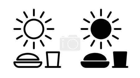 Sahur time icon set. ramadan breakfast vector symbol. fasting food line icon.