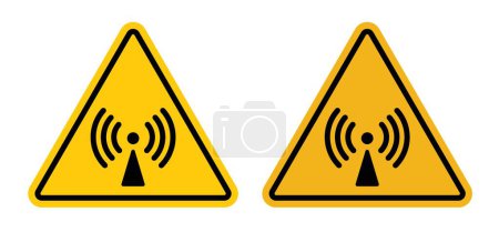 Non ionizing radiation hazard sign. xray radiotherapy warning vector symbol. infrared rays zone caution icon. No ionising wave triangle yellow and black sign.