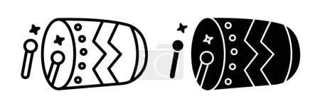 Muslim drum icon set. wooden ramadan music drum vector symbol.