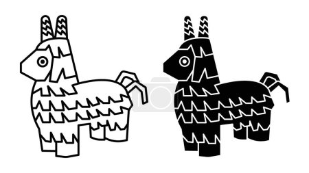 Donkey pinata icon set. kids party pinata vector symbol.