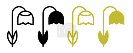 Wilted Flower Icon Set. Plant death and wither vector symbol in a black filled and outlined style. Fading Beauty Sign.