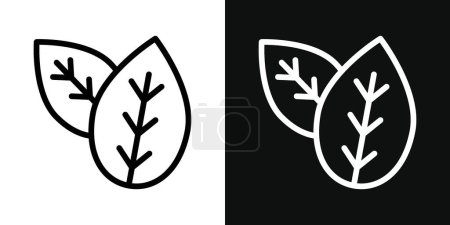 Ensemble d'icônes feuilles de tabac. Plantez le symbole vectoriel des feuilles sèches dans un style noir rempli et souligné. Signe d'arôme rustique.