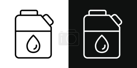 Illustration for Oil Can Icon Set. Motor Lubricant and diesel Tank vector symbol in a black filled and outlined style. Engine Maintenance Petrol Plastic bottle Sign. - Royalty Free Image