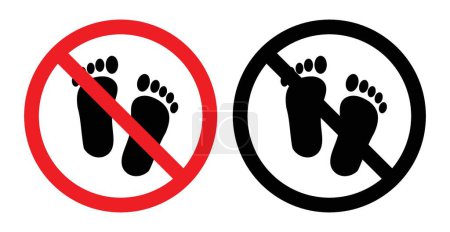 No foot print sign. Only barefoot allow vector symbol. Do not enter with dirty footwear. take off shoe sign. footprint restriction icon.