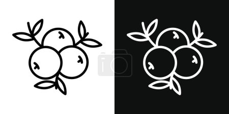Wacholder Icon Set vorhanden. Berry Gin Blueberry Vector Symbol in einem schwarz gefüllten und umrissenen Stil. Zeichen des Geistes der Natur.