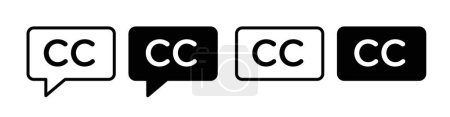 Closed Caption Icon Set. Video Captions and subtitle vector symbol in a black filled and outlined style. Accessible Dialogue for video Sign.