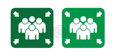 Assembly Point Icon Set. Emergency fire meeting vector symbol in a black filled and outlined style. Safety Gather Sign.