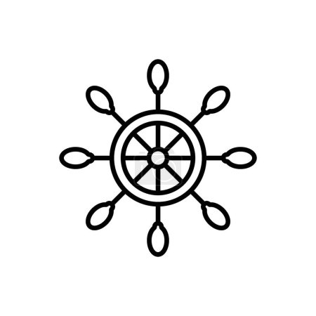 Ship Wheel Icon Set vorhanden. Captain Boat Steering Steuervektorsymbol in einem schwarz gefüllten und umrissenen Stil. Altes Marineschiff-Gummiradschild.