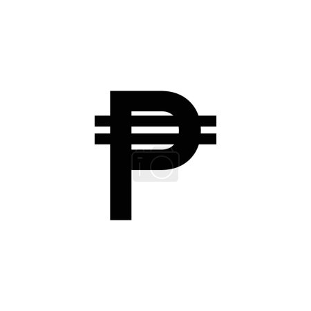 Philippinisches Währungssymbolset vorhanden. Das Geschäftsvektorsymbol des Peso-Geldwechsels in einem schwarz gefüllten und umrissenen Stil. Zeichen des wirtschaftlichen Austauschs.