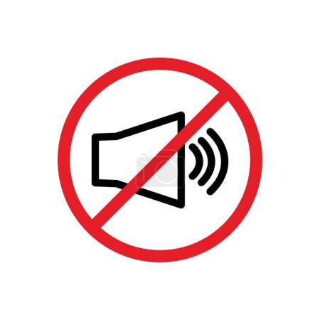 Illustration for No sound sign icon set. Restriction on noise production vector symbol in a black filled and outlined style. Sound control and quiet zone enforcement sign. - Royalty Free Image
