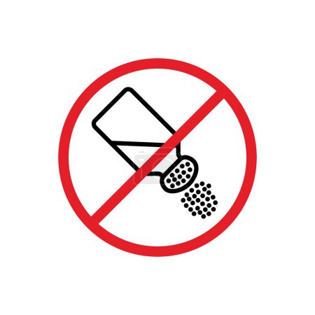 Illustration for No salt sign icon set. Advisory on salt use vector symbol in a black filled and outlined style. High sodium intake and salt usage ban sign. - Royalty Free Image