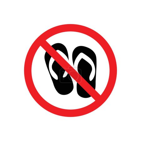 Illustration for No sandals sign. slipper not allowed vector symbol. off your sandals warning sign. off your slipper symbol. - Royalty Free Image