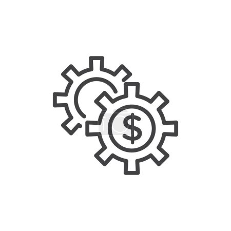 Money Processes Icon Set. Optimize Cost Expense Payroll Vector Symbol in a Black Filled and Outlined Style. Streamlining Finances Sign.