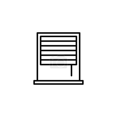 Illustration for Jalousie Icon Set. Window shutter blind vector symbol in a black filled and outlined style. Rolling Curtain Privacy Shade Sign. - Royalty Free Image