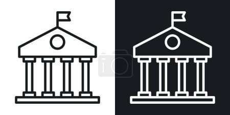 University Icon Set. Campus and education vector symbol in a black filled and outlined style. Academic Journey Sign.