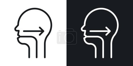 Illustration for Swallowing Reflex Icon Set. Oral ingest dysphagia vector symbol in a black filled and outlined style. Pharynx esophagus Ingestion Process Sign. - Royalty Free Image