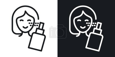 Spray on face icon set. salon spray bottle vector symbol.