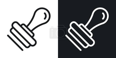 Illustration for Rubber Stamp Icon Set. Approval Seal Authority Vector Symbol in a Black Filled and Outlined Style. Certified and Secure Sign. - Royalty Free Image