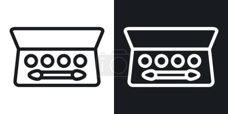 Illustration for Palette with eyelash shadows icon set. cosmetic eye shadow with brush compact box vector symbol. - Royalty Free Image