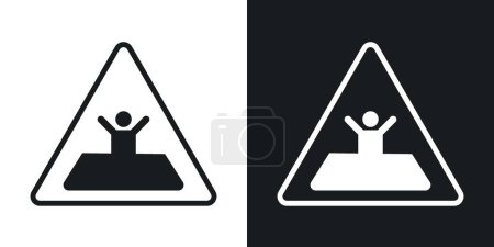 Mud warning sign icon set. Danger Caution for areas with mud and potential slipping hazards vector symbol in a black filled and outlined style. Mud hazard and safety warning sign.