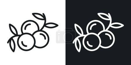 Illustration for Juniper Icon Set. Berry Gin Blueberry Vector Symbol in a Black Filled and Outlined Style. Nature's Spirit Sign. - Royalty Free Image