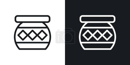 Indian pot icon set. kitchen clay pot vector symbol. mud pot line icon.
