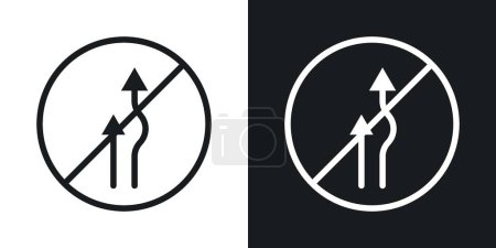 Do Not Overtake Traffic Sign Icon Set. Prohibited Car traffic overtake vector symbol in a black filled and outlined style. Passing Forbidden Sign.
